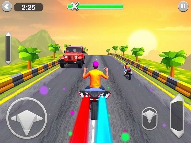 Holi Speed Chase game screenshot showing colorful racing action